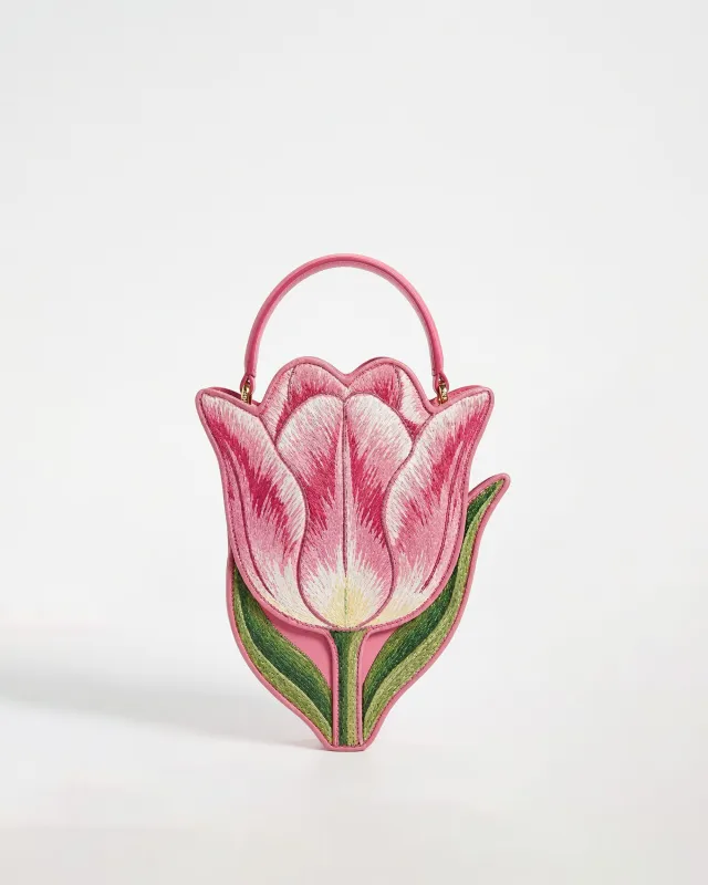 Tulip Shaped Top Handle Bag - Pink made by JW PEI