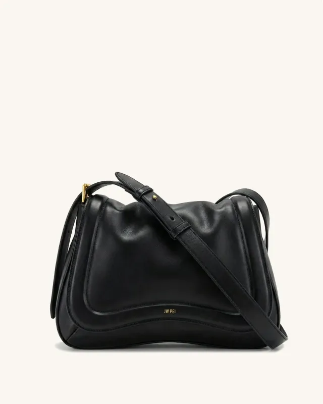Joy Soft Flap Crossbody Bag - Black made by JW PEI