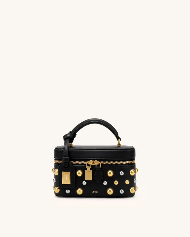 Cleo Studded Box Shape Top Handle Bag - Black made by JW PEI