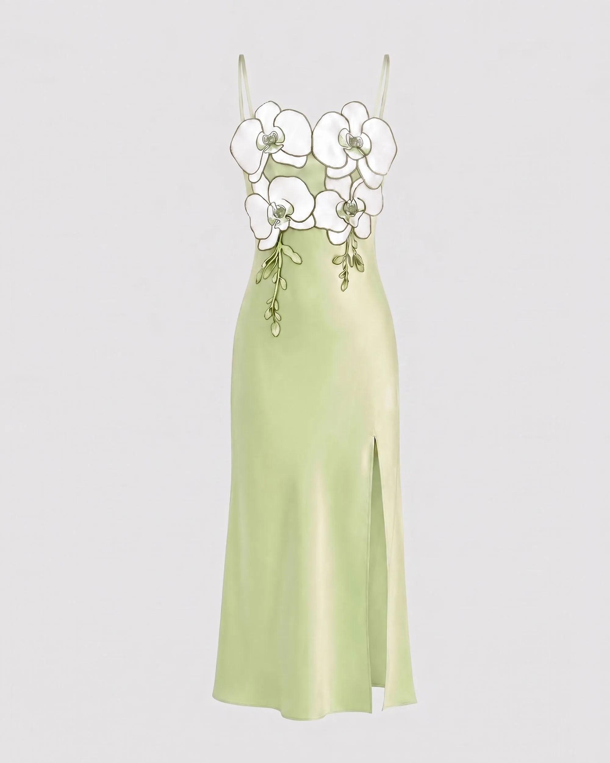 Orchid Embellished Slit Slip Dress - Light Green sold by JW PEI product image thumbnail 2