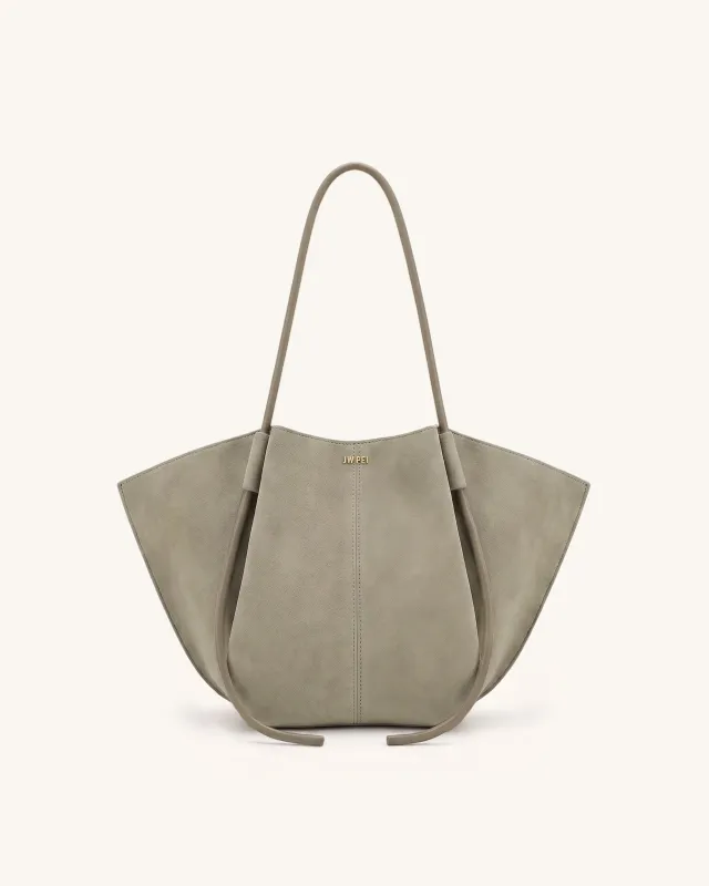 Nala Faux Suede Wide Tote Bag - Grey made by JW PEI