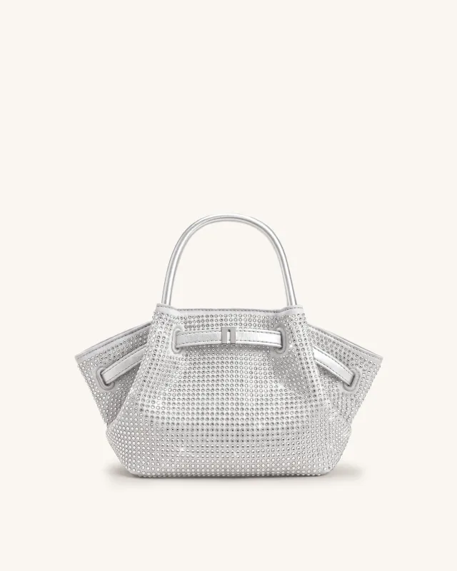 Hana Mini Artificial Crystal Tote Bag - Silver made by JW PEI