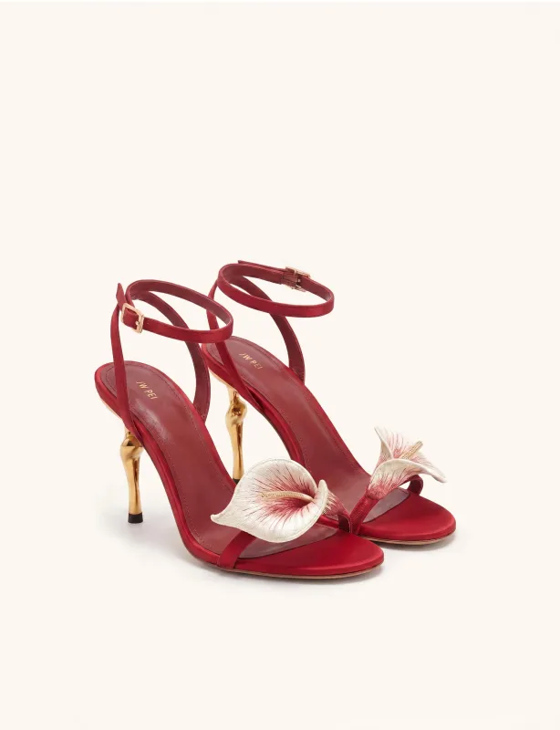 Alivia Calla Lily Gold Metal Heel Sandals - Red made by JW PEI