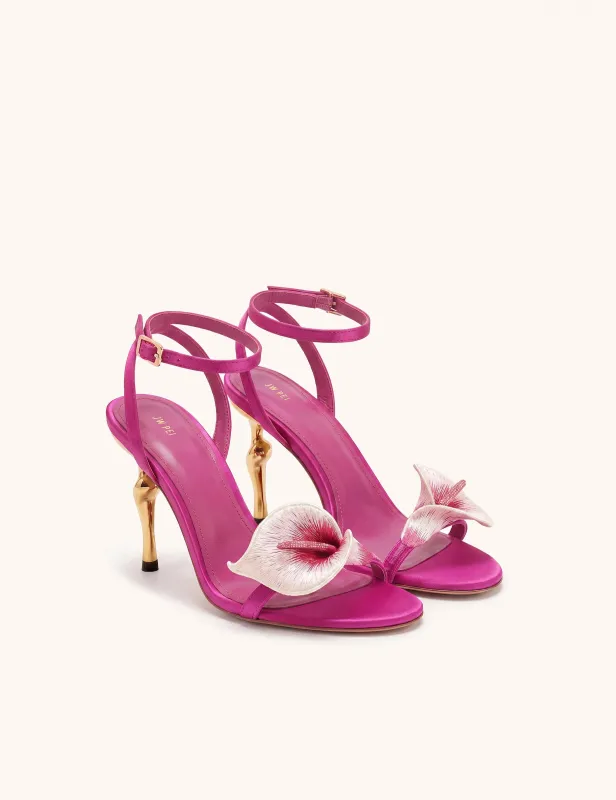 Alivia Calla Lily Gold Metal Heel Sandals - Rose Red made by JW PEI
