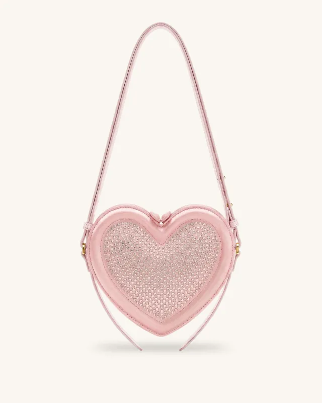 Arlene Artificial Crystal Heart Shaped Crossbody Bag - Light Pink made by JW PEI