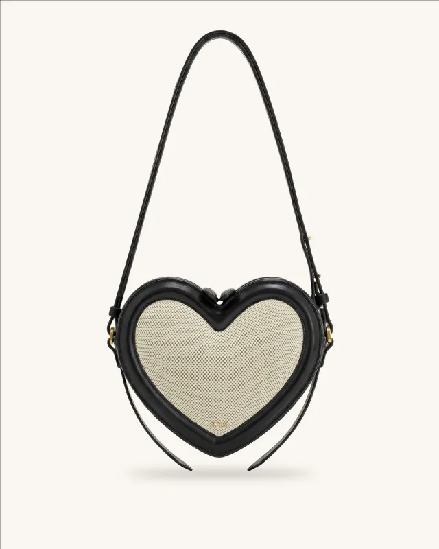 Arlene Heart Shape Crossbody Bag - Black Canvas made by JW PEI