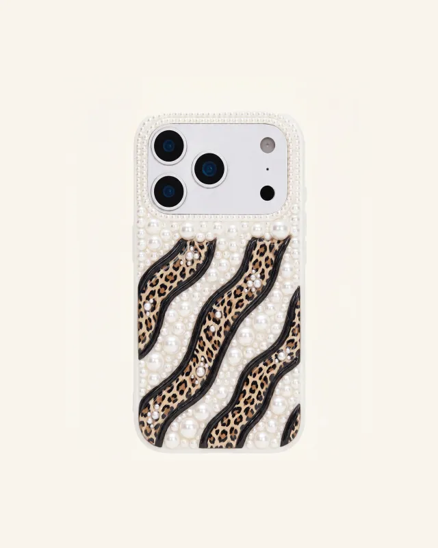 Pearl Leopard Print Phone Case – White made by JW PEI