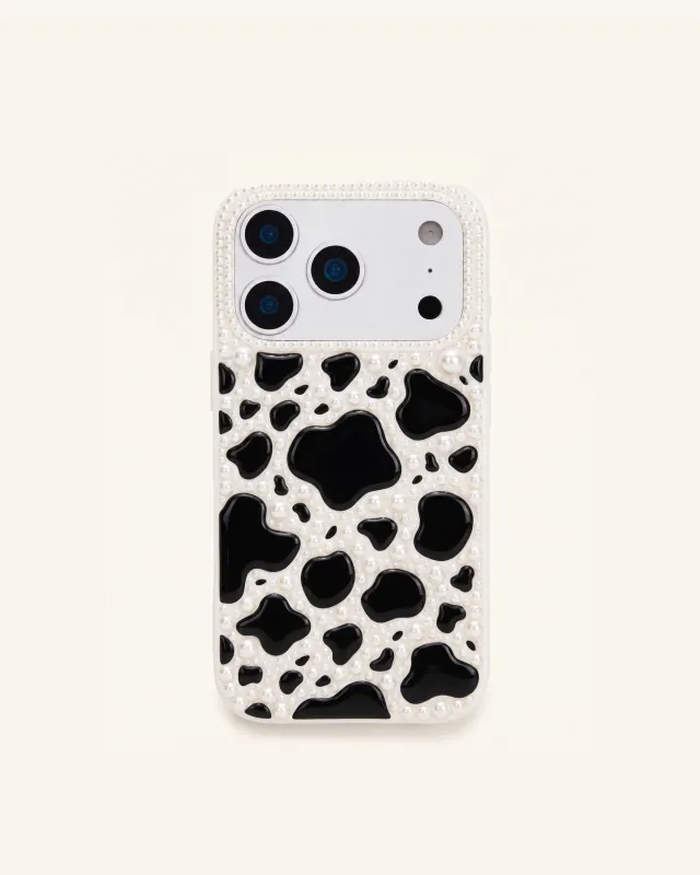 Pearl Cow Print Phone Case - White made by JW PEI