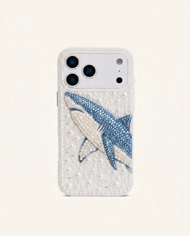 Pearl Shark Artificial Crystal Phone Case - White made by JW PEI