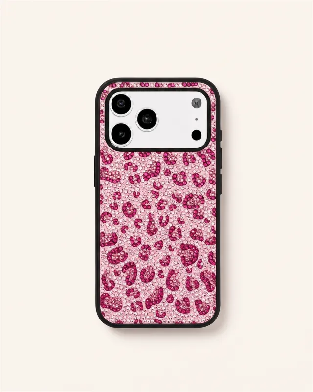 Bold Leopard Print Artificial Crystal Phone Case - Black made by JW PEI