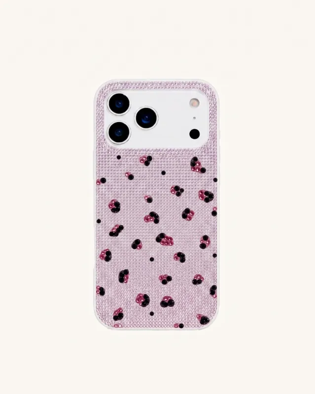Mini Leopard Print Artificial Crystal Phone Case – Light Pink made by JW PEI