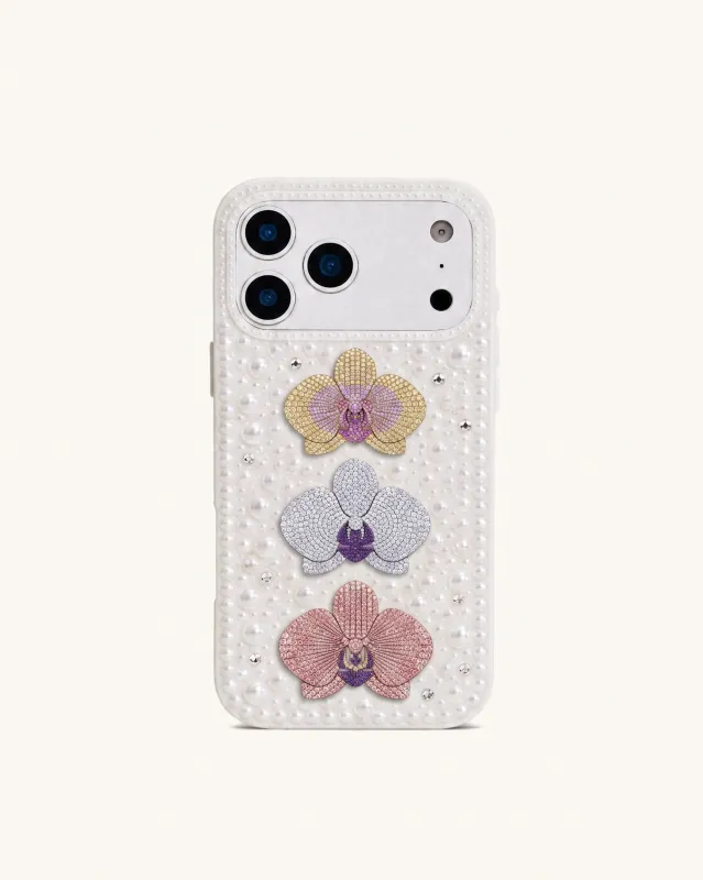 Pearl Orchid Floral Phone Case - White made by JW PEI