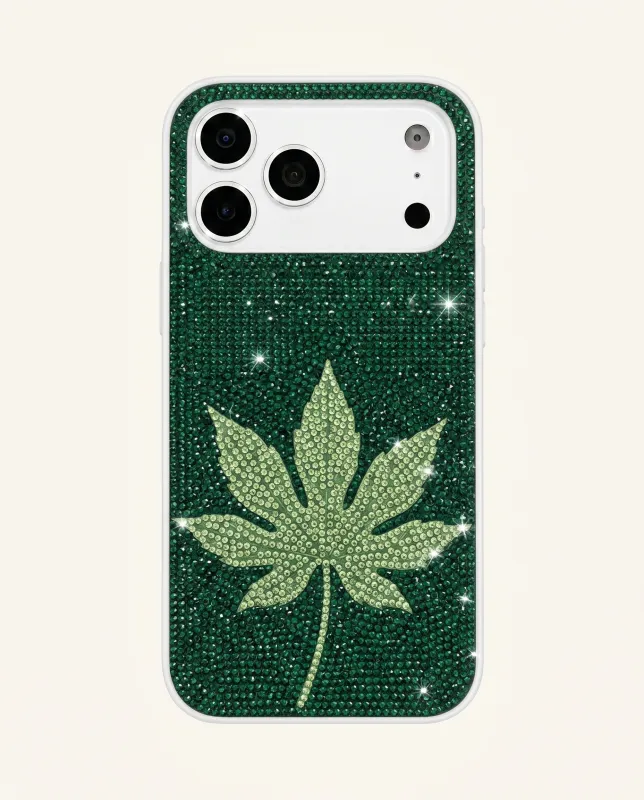 Maple Leaf Artificial Crystal Phone Case - Green made by JW PEI