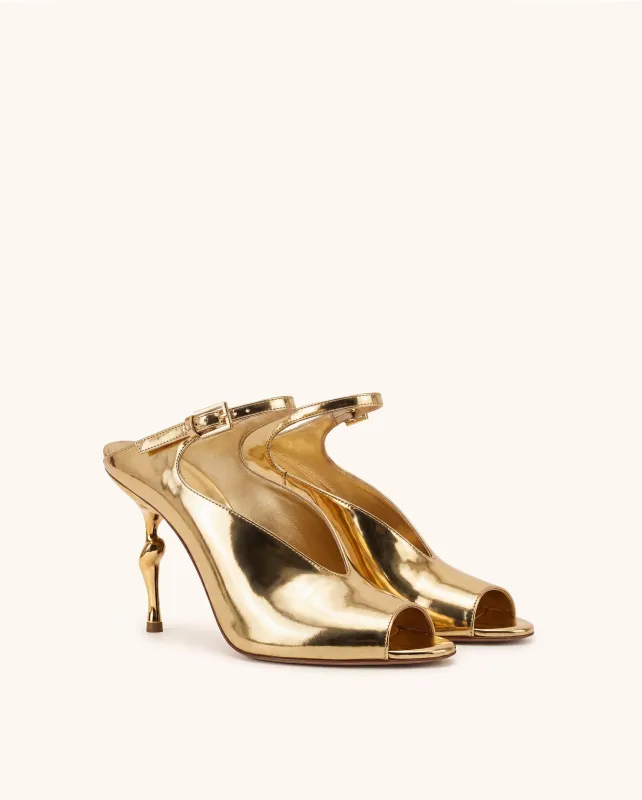 Alivia Gold Metal Peep-Toe Heels - Gold made by JW PEI