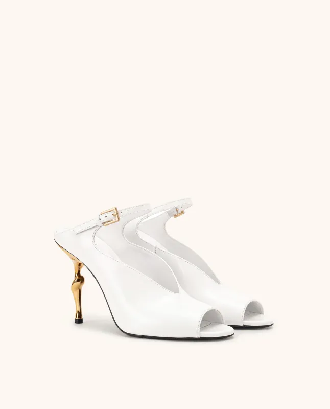 Alivia Gold Metal Peep-Toe Heels - White made by JW PEI