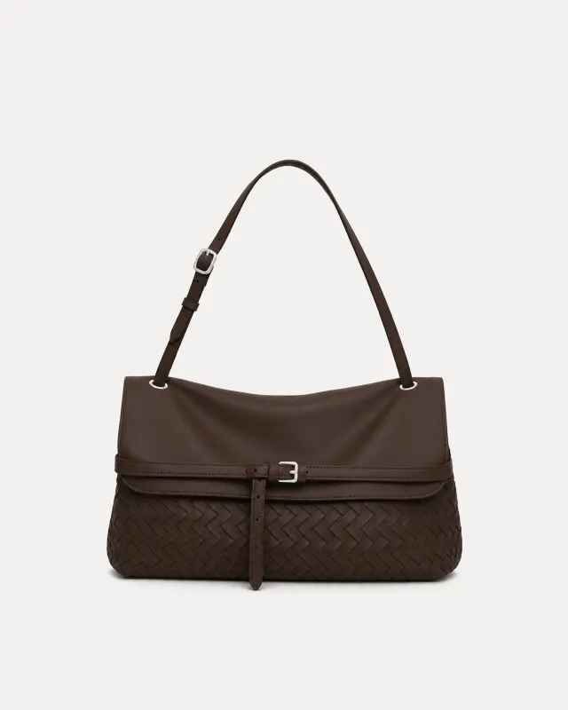 Nina Woven Shoulder Bag - Brown made by JW PEI