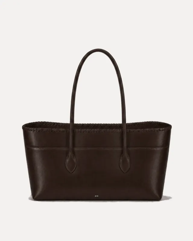 Maevra Whipstitch Tote Bag - Dark Brown made by JW PEI