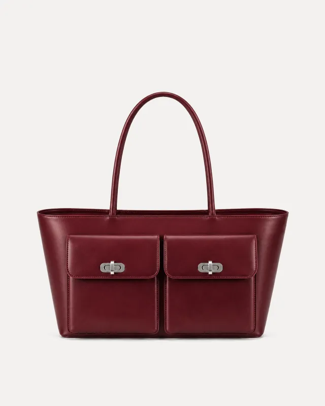 Maelle Utility Pocket Tote Bag - Burgundy made by JW PEI
