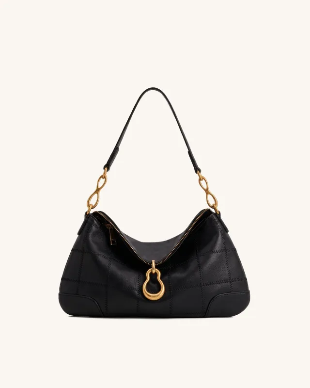 Jayla Metal Pendant Embellished Shoulder Bag - Charcoal Black made by JW PEI