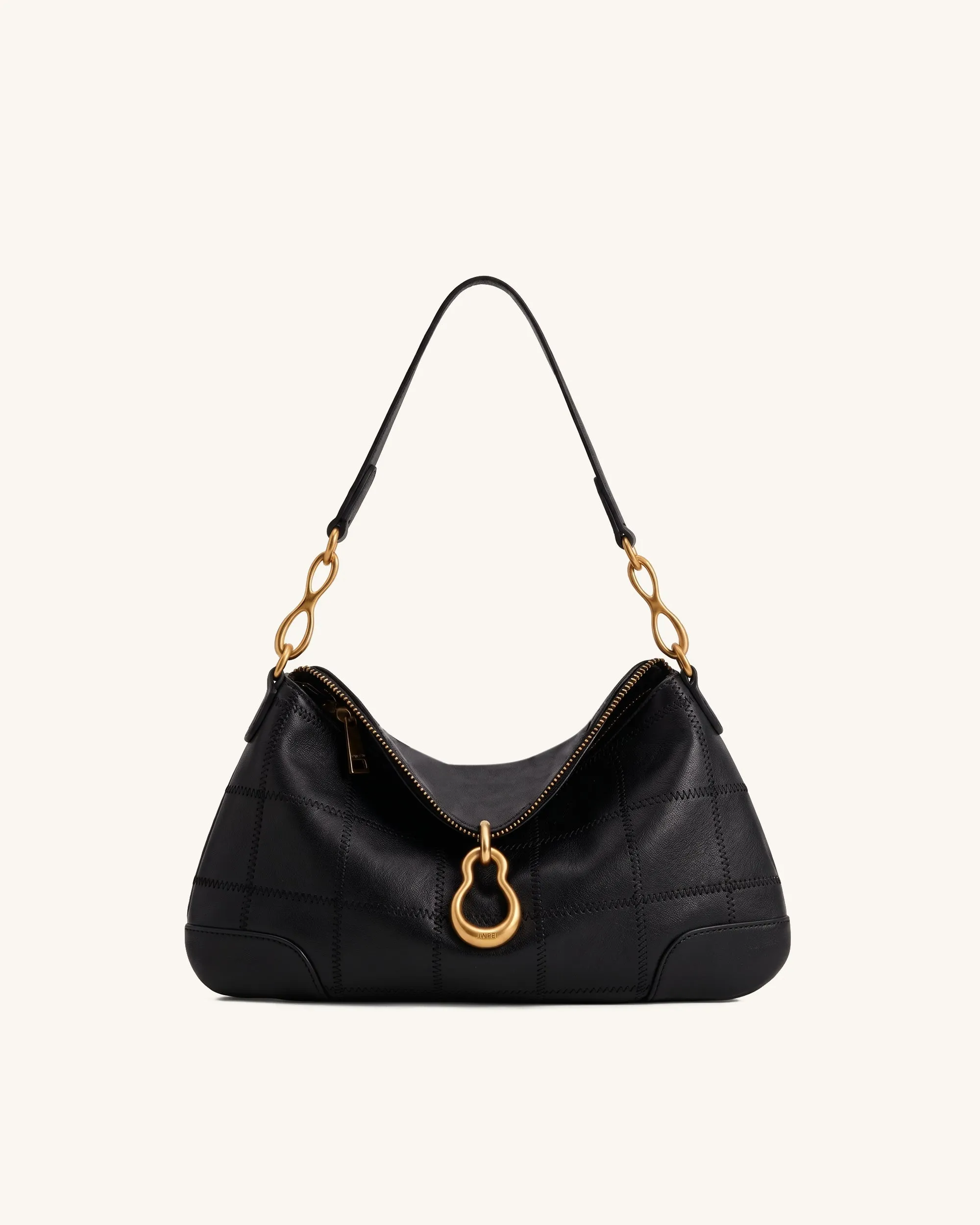 Jayla Metal Pendant Embellished Shoulder Bag - Charcoal Black sold by JW PEI