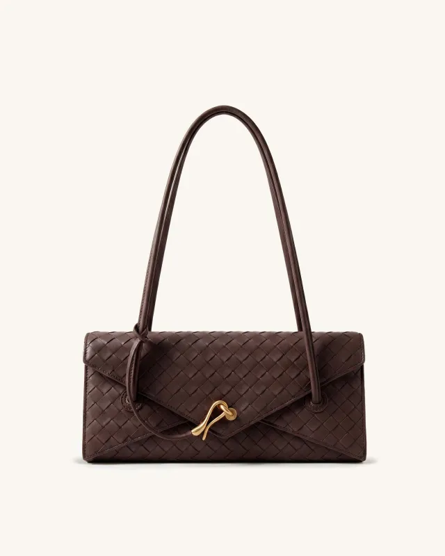 Celeste Woven Long Wallet Bag - Dark Brown made by JW PEI