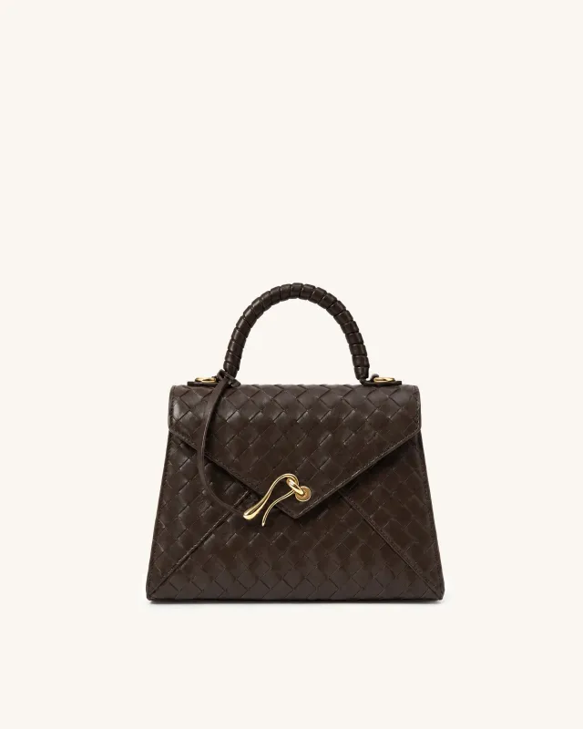 Celeste Woven Top Handle Satchel Bag - Dark Brown made by JW PEI