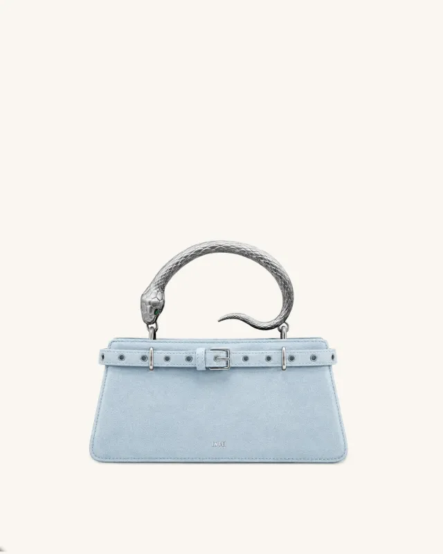 Elena Snake Handle Grommet Faux-Suede Top Handle Bag - Ice made by JW PEI