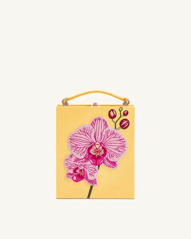 Taya Orchid Motif Book Shape Clutch Bag - Yellow made by JW PEI