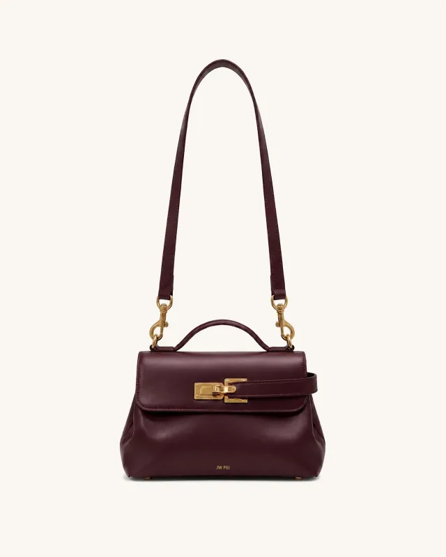 Keyla Belt Lock Top Handle Satchel Bag - Burgundy made by JW PEI