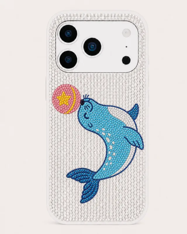 Seal with Ball Artificial Crystal Phone Case - White made by JW PEI