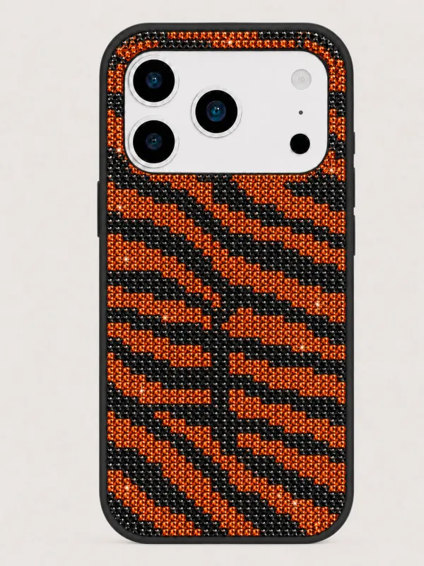 Tiger Stripe Artificial Crystal Phone Case - Black made by JW PEI