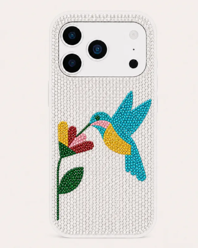 Hummingbird Artificial Crystal Phone Case - White made by JW PEI