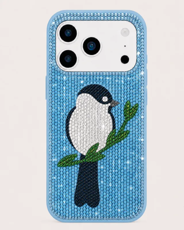 Bird Artificial Crystal Phone Case - Light Blue made by JW PEI