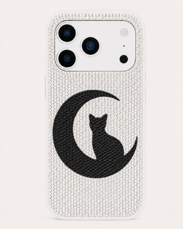 Moon Cat Artificial Crystal Phone Case - White made by JW PEI