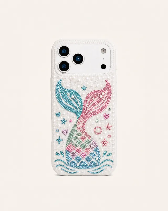 Mermaid Tail Artificial Crystal Phone Case – White made by JW PEI