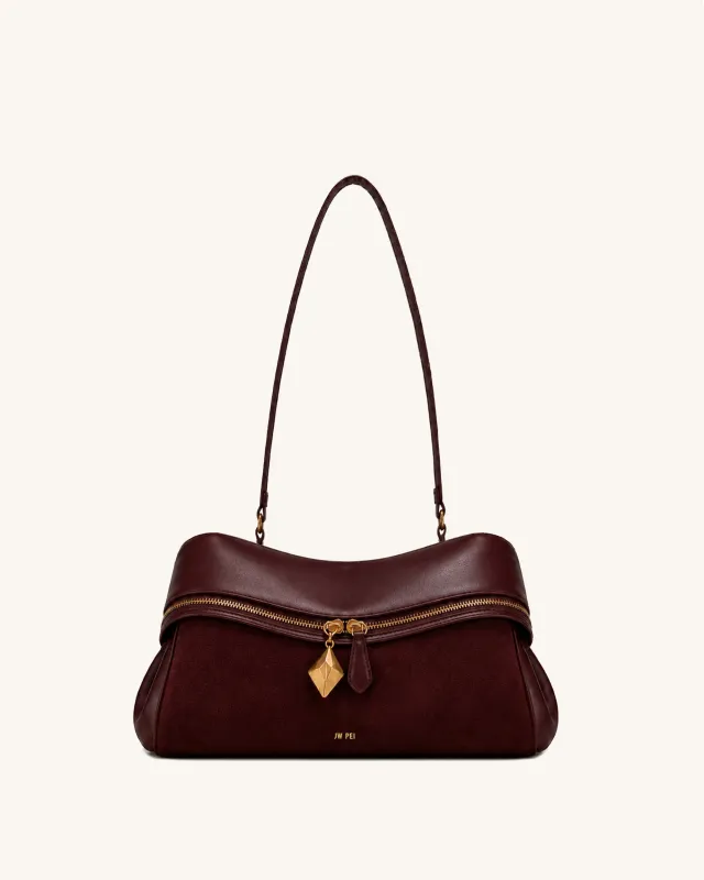 Natalie Faux Suede Wave Shoulder Bag - Burgundy made by JW PEI