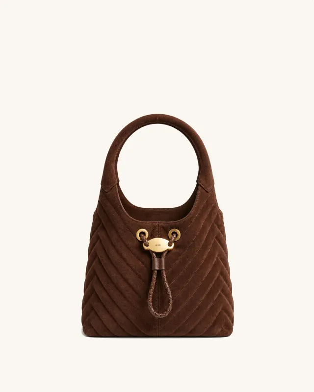 Yara Quilted Faux Suede Bucket Bag - Brown made by JW PEI