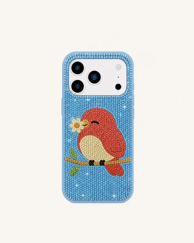 Little Robin Artificial Crystal Phone Case - Blue made by JW PEI