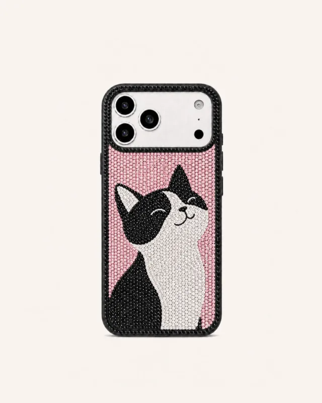 Happy Boston Artificial Crystal Phone Case - Black made by JW PEI