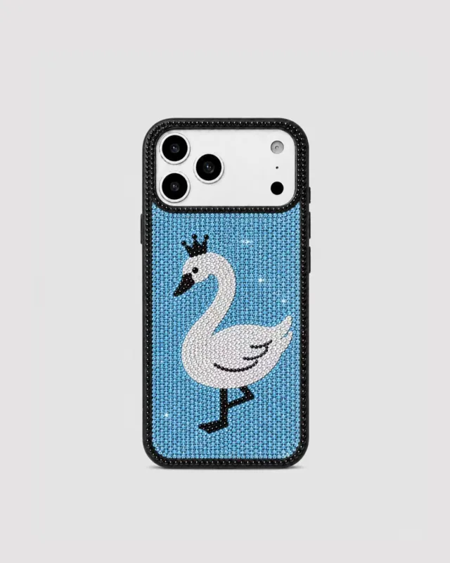 Royal Swan Artificial Crystal Phone Case - Black made by JW PEI