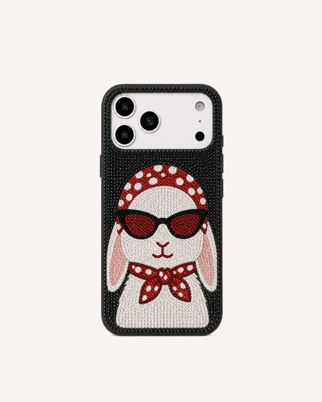 Retro Bunny Artificial Crystal Phone Case - Black made by JW PEI