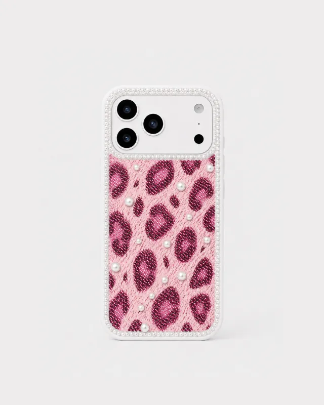Pearl Leopard Artificial Crystal Phone Case - Pink made by JW PEI