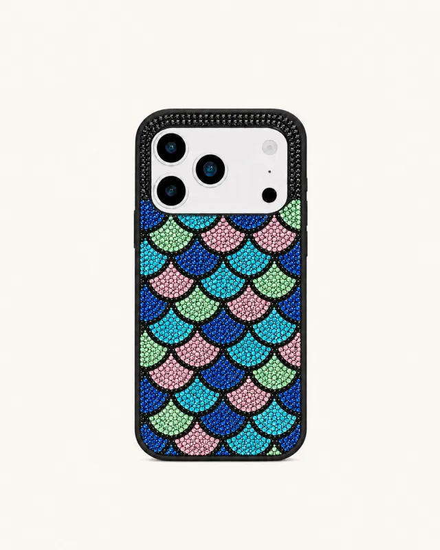 Mermaid Scale Artificial Crystal Phone Case – Blue made by JW PEI