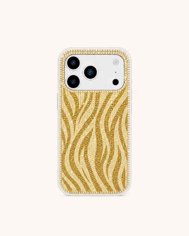 Golden Zebra Artificial Crystal Phone Case – Gold made by JW PEI