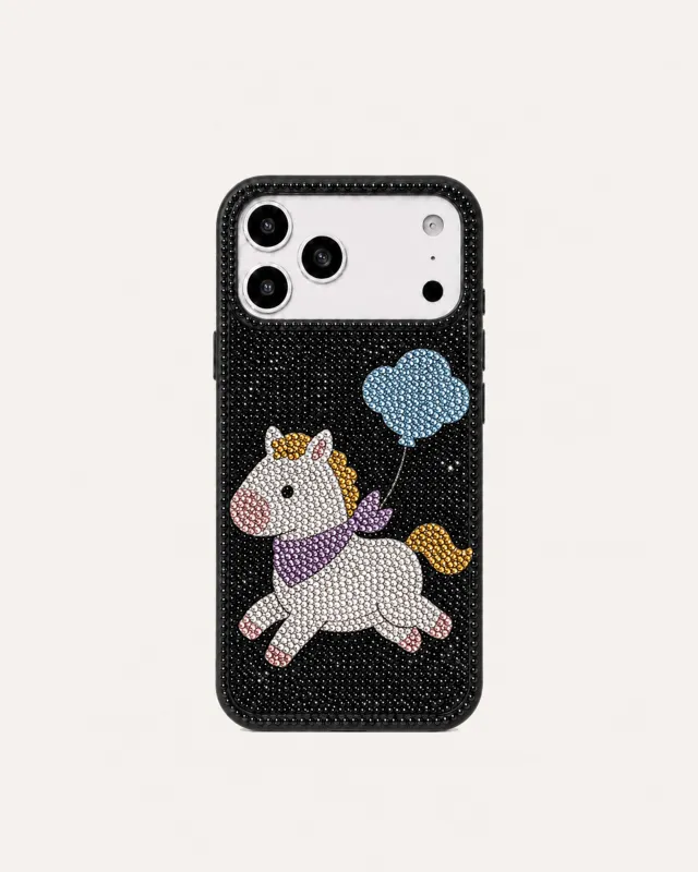 Unicorn Artificial Crystal Phone Case - Black made by JW PEI