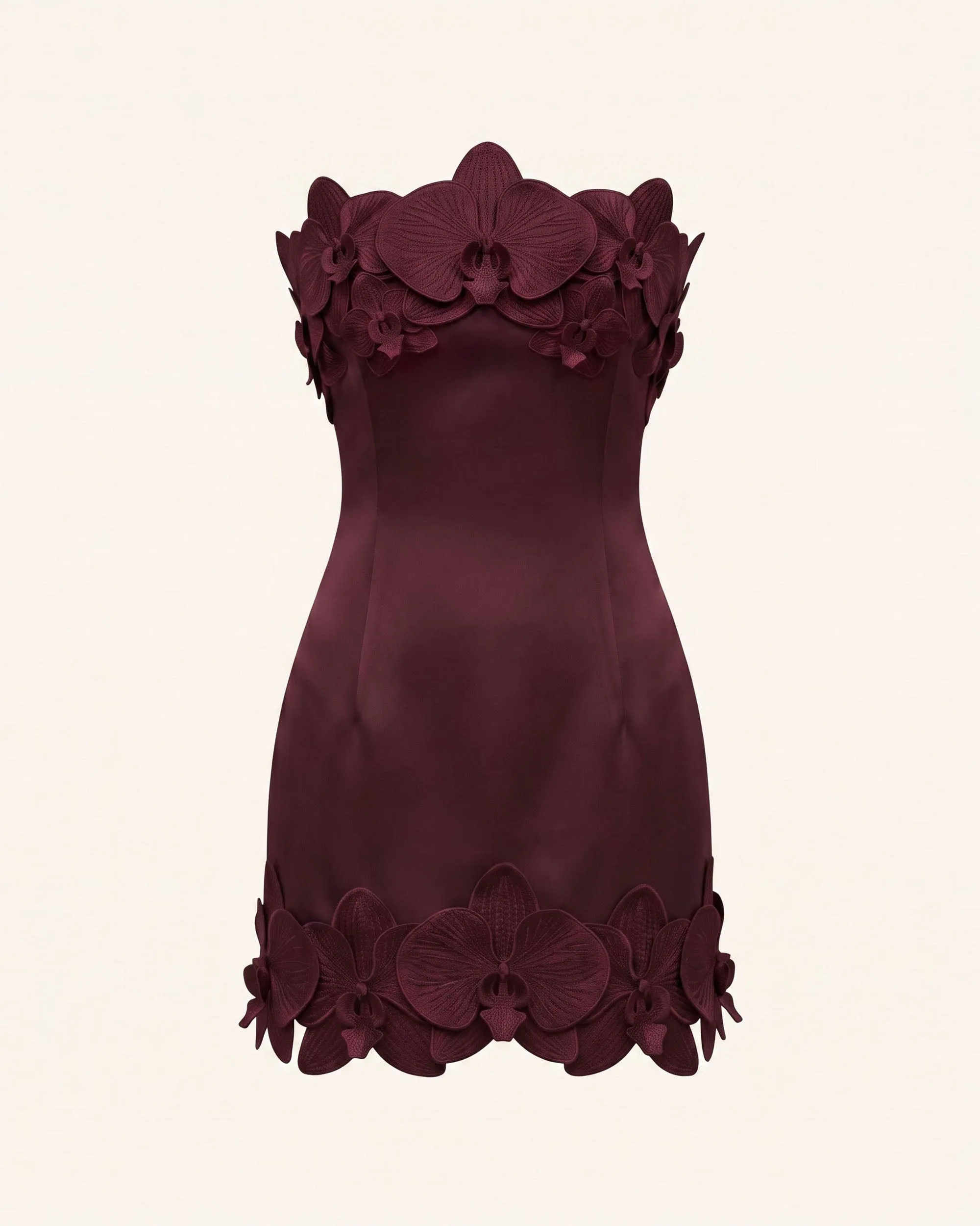 Orchid Trim Strapless Mini Dress - Burgundy sold by JW PEI product image thumbnail 2