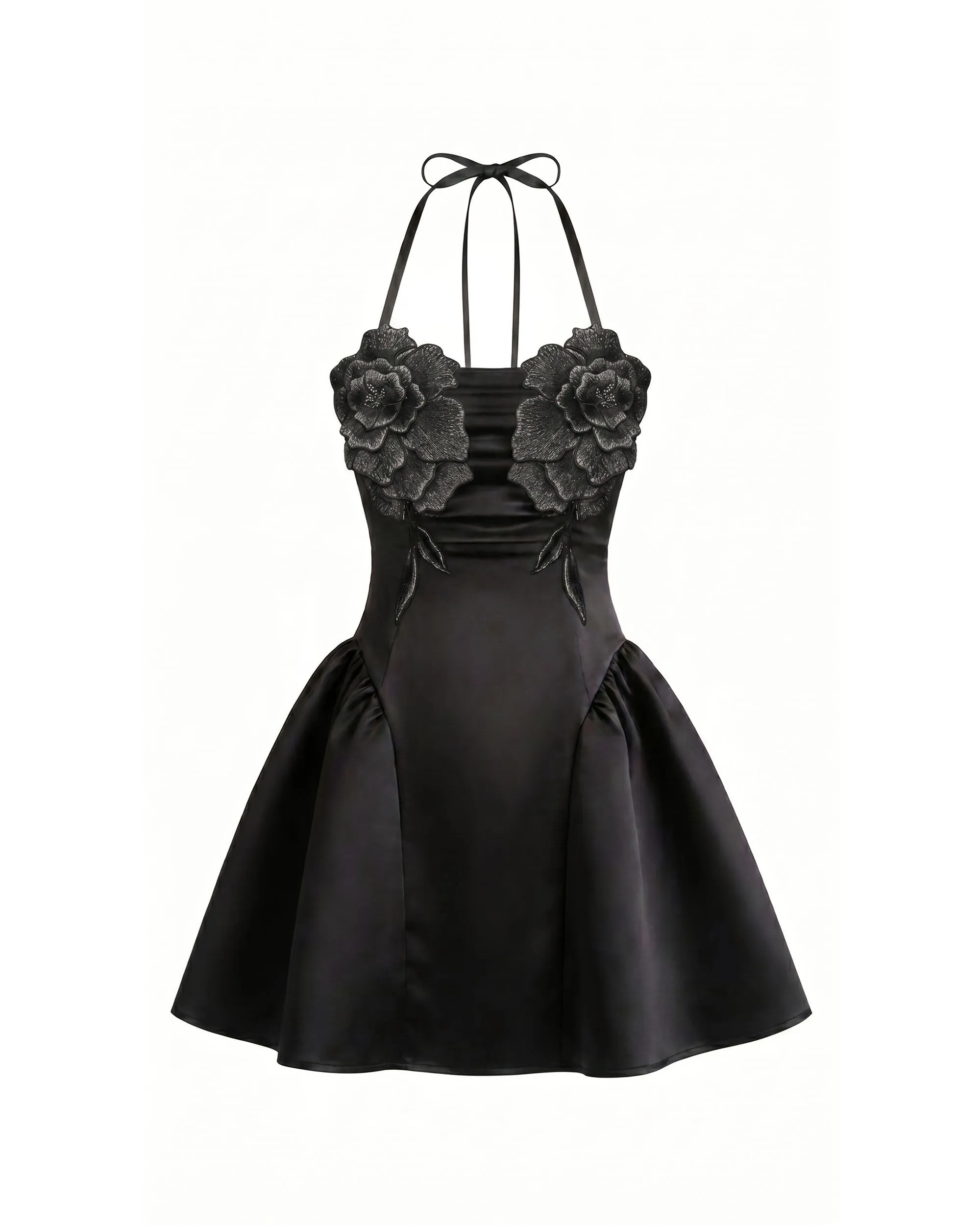 Flower Embroidered Halter Mini Dress - Black sold by JW PEI product image thumbnail 2