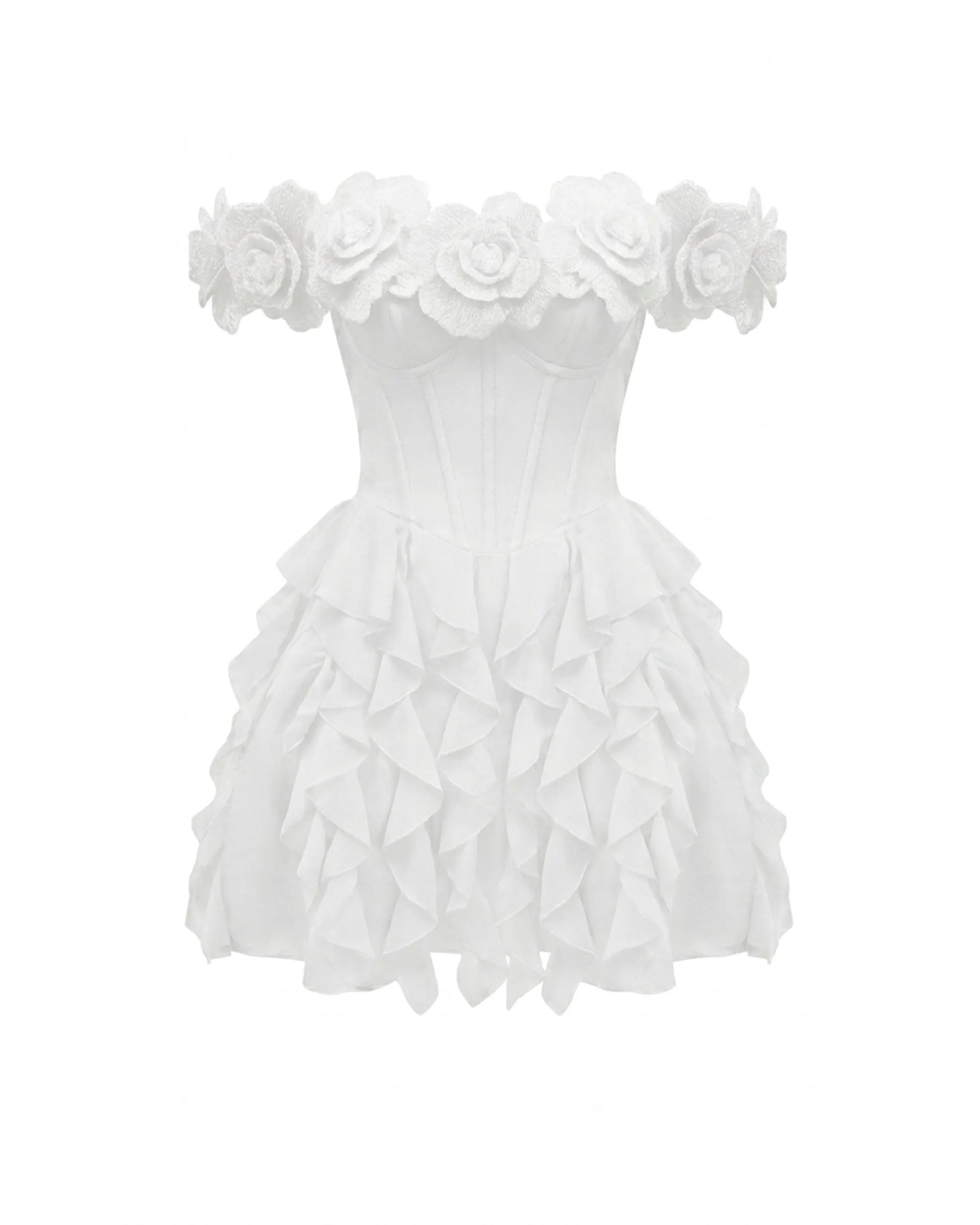 Flower Embroidered Off-Shoulder Corset Mini Dress - White sold by JW PEI product image thumbnail 2