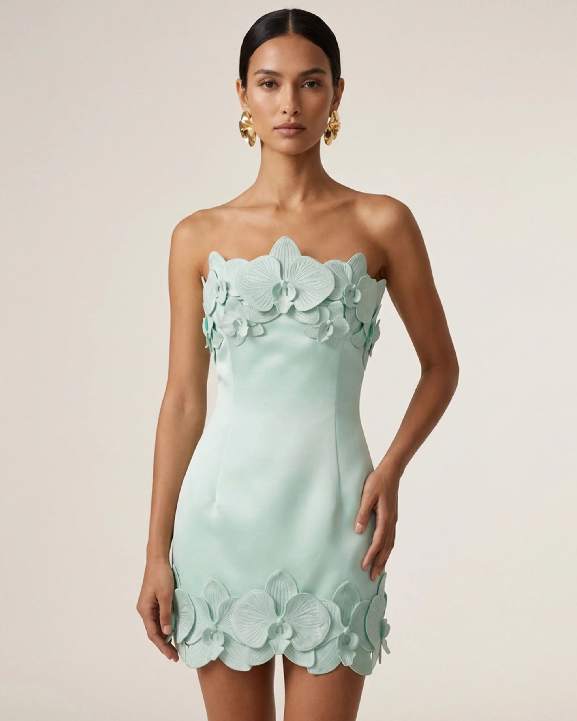 Orchid Trim Strapless Mini Dress - Mint sold by JW PEI