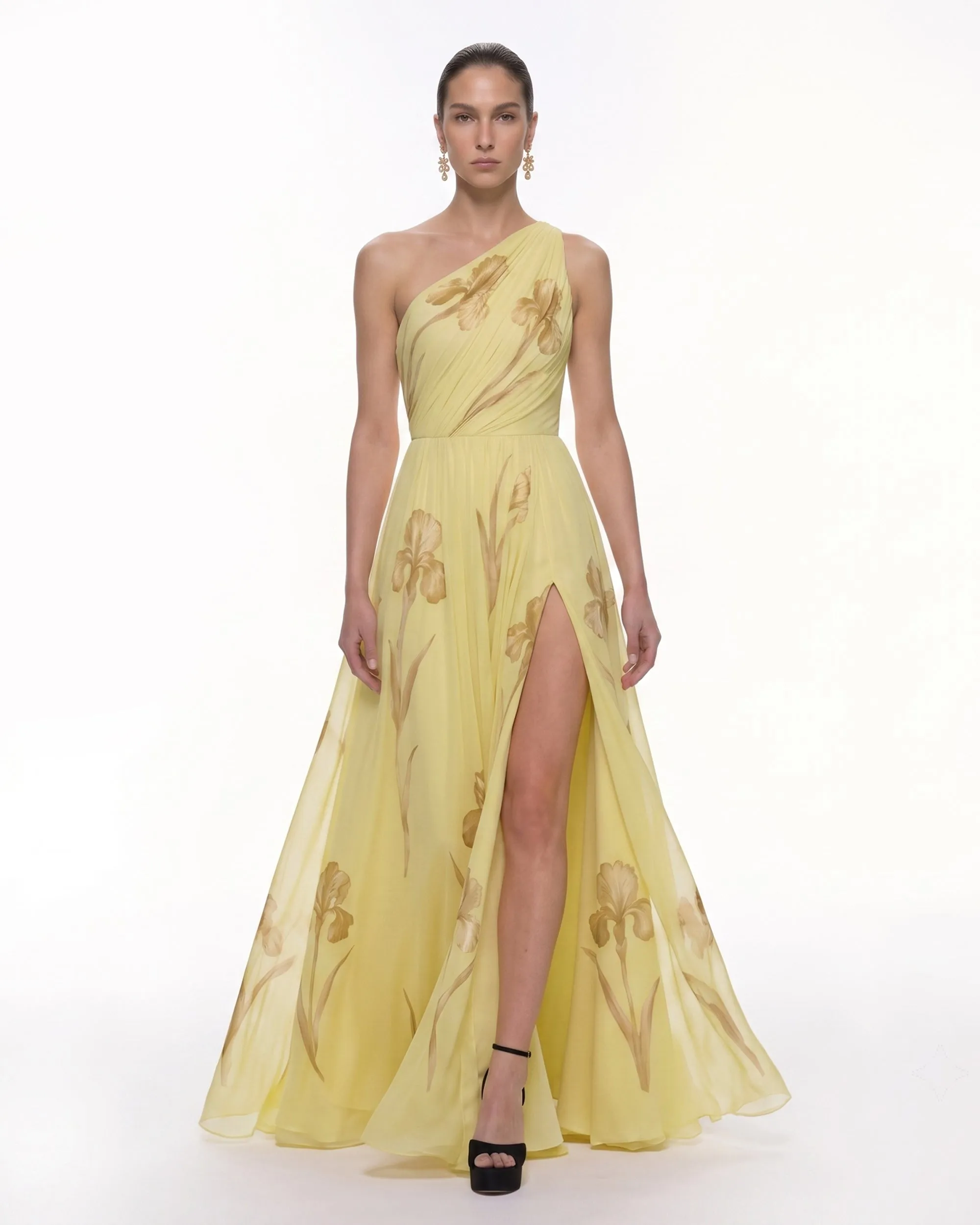 Floral One Shoulder Maxi Dress - Pale Yellow sold by JW PEI